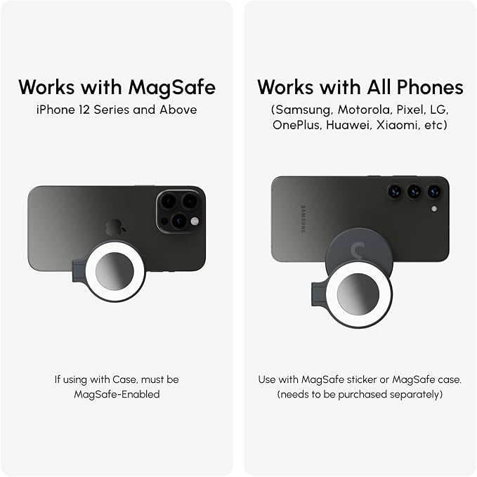 ShiftCam SnapStudio Light - Magnetic LED Ring Light with Adjustable Brightness, AdjustableTemperature, USB-C Charging, MagSafe Compatibility - Ideal for Vlogging and Mobile Photography (Stone)