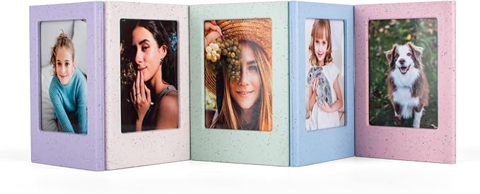 HIYQIN 5 Pack - 2x3 Magnetic Photo Frame with Clear Protective Cover for Mini EVO Liplay SE 12 11 41 40 99 90 9 8 7S Camera Films - 3 Inch Refrigerator Magnet Picture Frames - Mixed Color