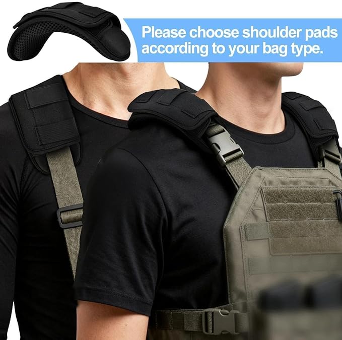 ZINZ 2-Pack Tactical Shoulder Pad, Ultra-Thick Comfort Cushion for Vest Straps, Backpacks, Breathable & Shock-Absorbing,Black