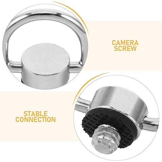 5pcs 1/4'' Thread Steel D Ring Screws - Metal Quick Release Plate Screws Tripod Mounting Accessories Compatible with DSLR Camera