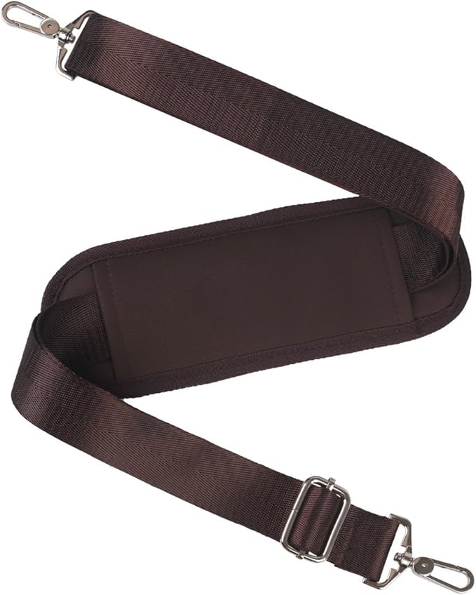 BOMKEE 59 Inch Universal Shoulder Strap Adjustable Bag Strap Replacement with Metal Swivel Hooks and Non-Slip Pad for Laptop Case Briefcase Messenger Bag Diaper Bag Camera Bag Travel Bag(Brown)