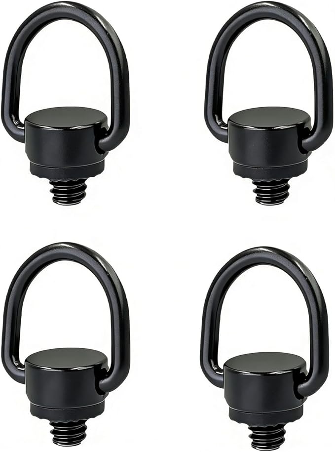 4Pcs Stainless Steel D Ring Screw Adapter, 1/4"-20 Camera Fixing Screw with Rubber Padded for Tripod Camera Shoulder Straps, Selfie Sticks, Gimbals, Black