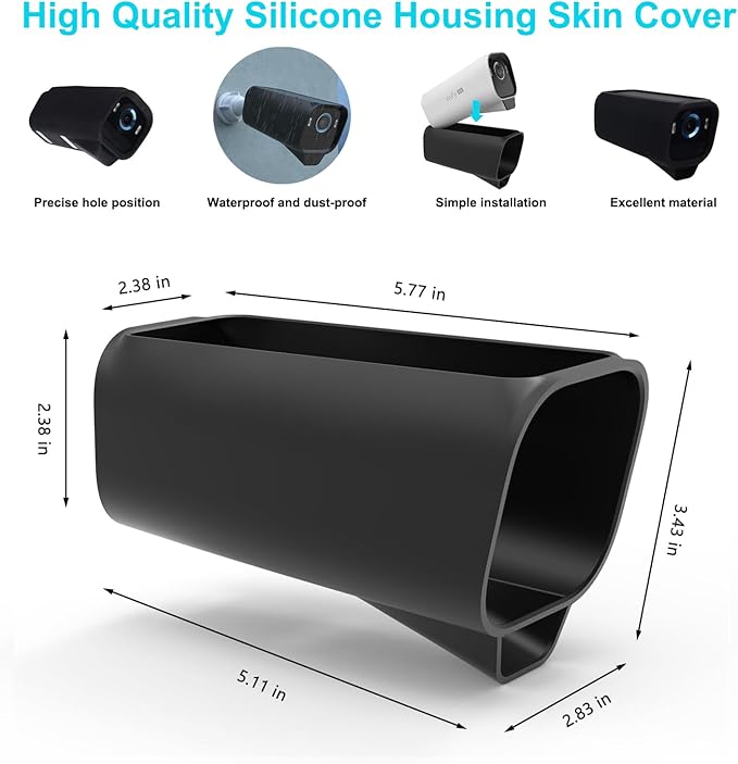 Silicone Case for eufyCam S3 Pro Camera [2024 Upgrade] – Ultra-Thin Protective Cover, IP66 Waterproof & Shockproof Skin, for eufy Security Wireless Outdoor Camera (Black)