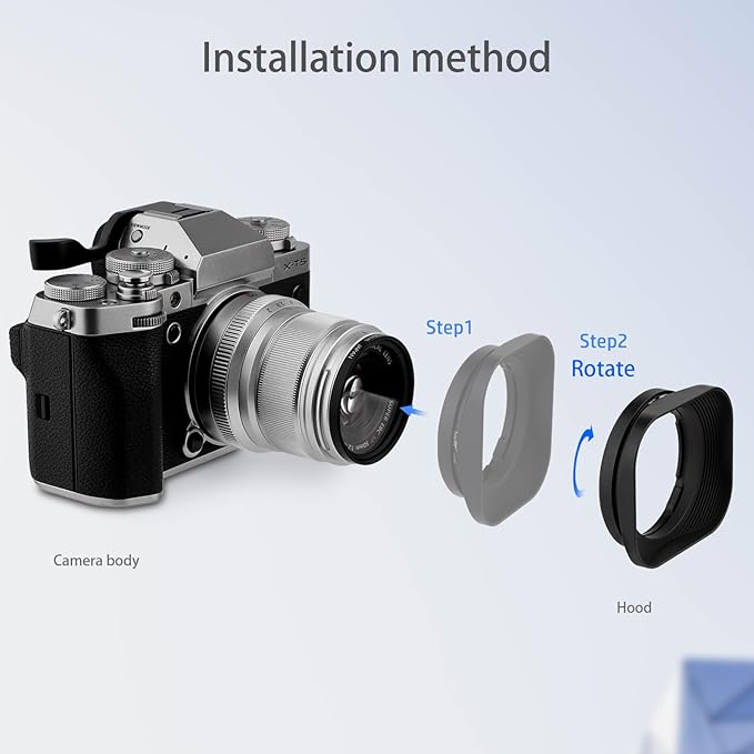 Haoge LH-X50 Bayonet Square Metal Lens Hood for Fujifilm Fuji Fujinon XF 50mm F2 R WR Lens on X-Pro2 X-Pro1 X-T2 X-T1 X-T20 X-T10 X-E2S X-A5 X-A20 X-E3 X-H1