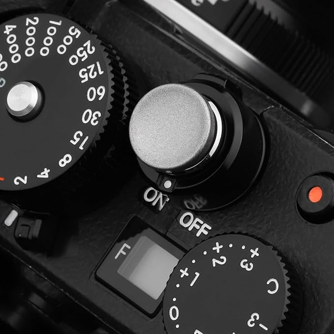 Haoge Metal Shutter Release Button for Canon F-1 Nikon ZF DF M2 F3 Olympus Pen-F PENF Fujifilm X-Pro2 XPro2 X-Pro3 XPro3 X-T30 XT30 X100F X100V XE5 XM5 Concave Surface Gray