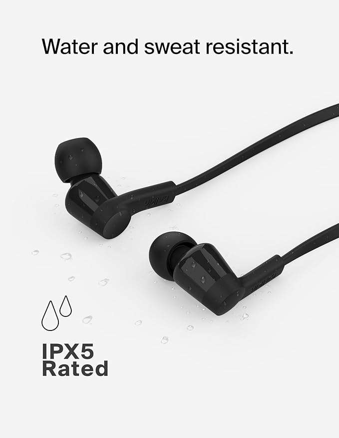 Belkin SoundForm Wired Earbuds with USB-C Connector, in-Ear Earphones w/Microphone - USB-C Headphones for iPhone 17, iPhone 16, iPad mini, Galaxy S25, Google Pixel 9, Android, and More - Black