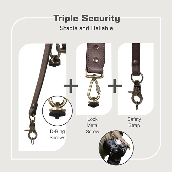 Leather Dual Camera Harness Strap for Photographers,Adjustable Shoulder Crossbody Padded Harness for DSLR SLR