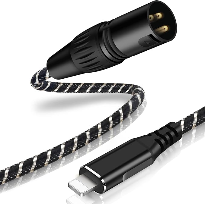 Lightn ing to XLR Male Output Audio Cable 16FT,i Phone to XLR Audio Stereo Cable,for Amplifier, Speaker, Mixer Console, etc（No Audio Recording Support）