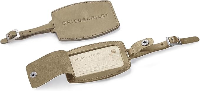 Briggs & Riley Leather Luggage ID Tag for Men & Women - Identification Tag for Suitcases, Baggage ID Label, Fits Standard Size Business Card - Luggage Accessories, Olive