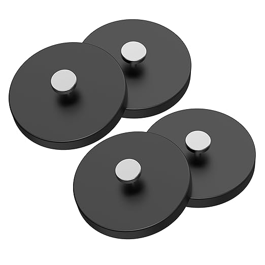 Magnetpro 4 Pieces Strong Rubber Coated Mounting Magnets Anti-Scratch, 30 LBS of Adhesive Power, Magnetic Assembly with T-Shaped Hanging Buckle