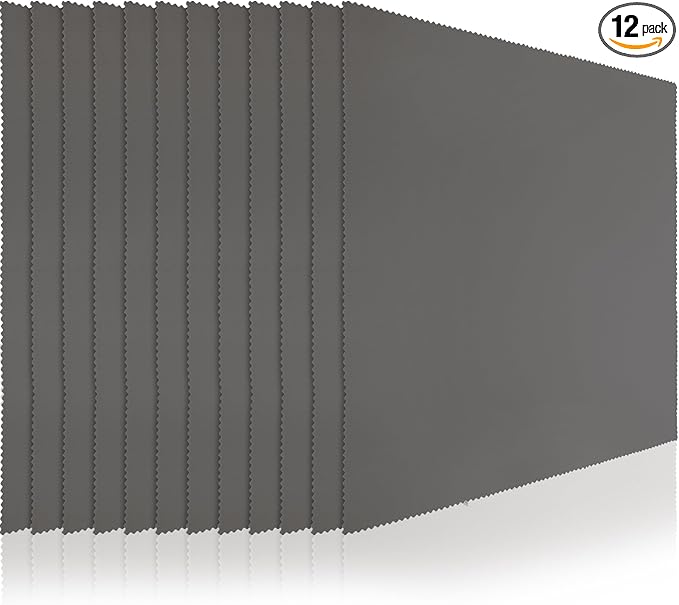 Frienda 12 Pack Large Microfiber Glass Cleaning Cloths 12 x 12 Inch Oversized Eyeglass Sunglasses Cleaning Cloths for Electronics Glasses Screens and Lenses(Gray)