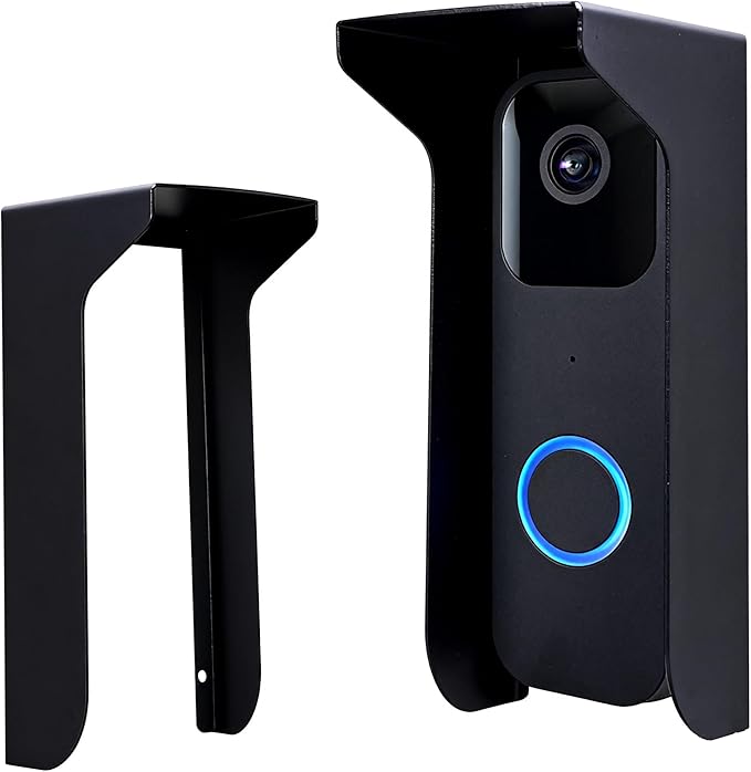 YJNBEST Metal Doorbell Cover Weatherproof, Doorbell Rain Cover, Anti Glare Sun Shade, Compatible for Blink/Ring Pro2/Arlo/Wyze/Google Nest/Reolink Video Doorbell, Black