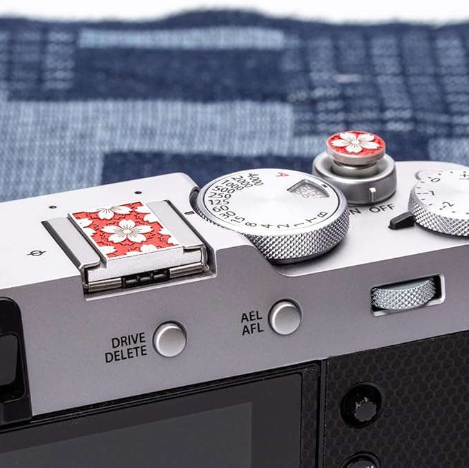 Camera Metal Hot Shoe Cover Shutter Buttons for FUJIFILM X100VI X100V XPro2 XPro1 X-T4 X-T3 X-T50 X-T30 for NikonZF Z5 Z6 (Red-Set)