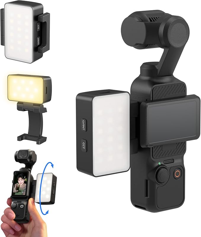 SmallRig Bi-Color LED Video Light for DJI Osmo Pocket 3, Mini Video Light with 650mAh Battery, CCT Mode 2700K-6500K, 360° Adjustments, for Selfie Vlog Recording, Content Creators Photographer - 5733