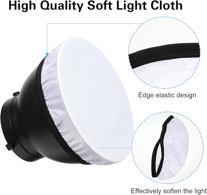 7"/18cm Light Diffuser,Soft Diffuser Lamp Cover White Lamp Shade Diffusers,Great for Studio Strobe Reflectors, Video Shooting (8Pcs)