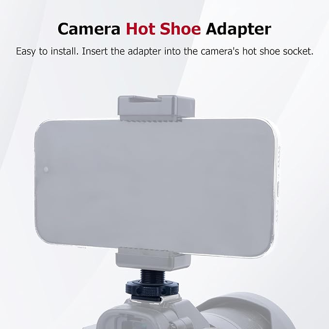 Cold Shoe Adapter with Dual 1/4 & 3/8 Screw Mount – Aluminum Alloy Camera Mount for Tripod, Microphone, LED Light, DSLR – Anti-Scratch Quick Release (62049)