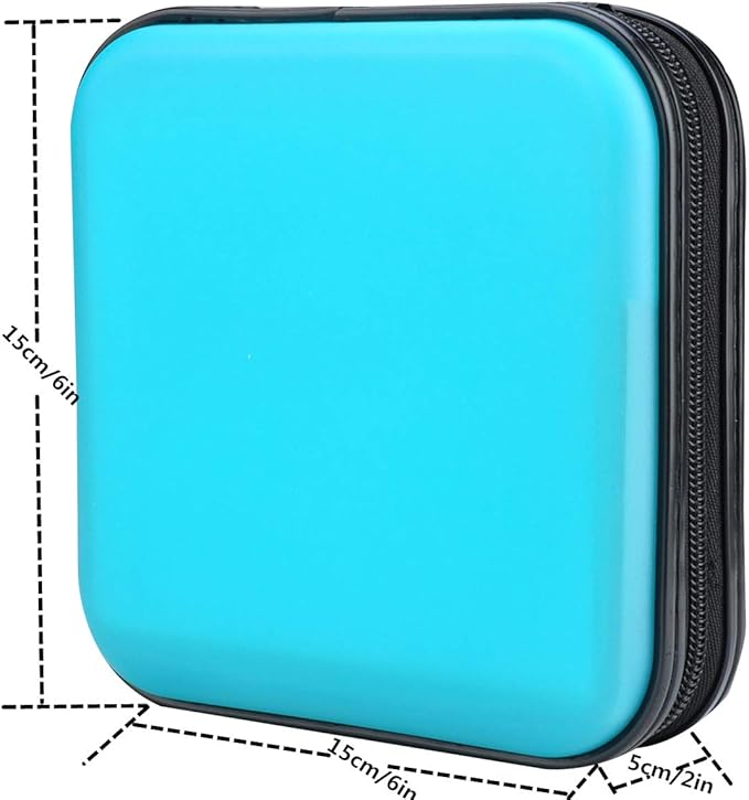 CD DVD Wallet, 32 Capacity Heavy Duty, DVD CD Case Holder for Car,Portable DVD/VCD Storage Disk, Hard Shell Sturdy case, Car CD Disk Holder,Booklet, Blu-ray Wallet (32 Capacity,Skyblue)