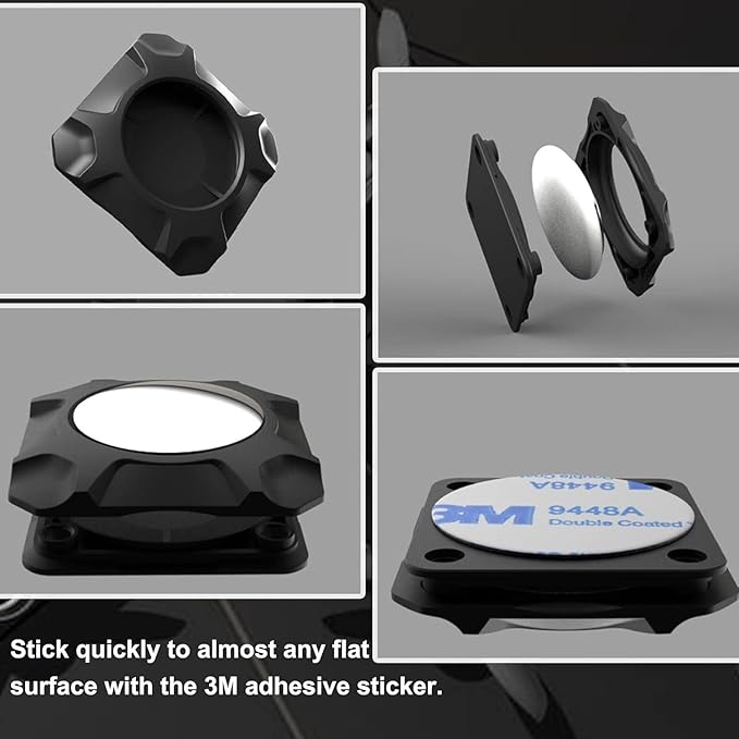 for Airtag Holder Strong Case Stick-On Mount Protective Pasteable Accessories for Air Tag Case with Apple AirTag Hidden Protective Location Tracker (4 Packs Black)
