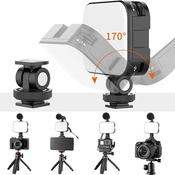 VIJIM VL100C Bi-Color LED Video Light on Camera,Mini Rechargeable 2000mAh LED Camera Lights,CRI95+ Dimmable 2500-6500K Ultra Bright Photo and Video Lighting,LED Fill Lamp