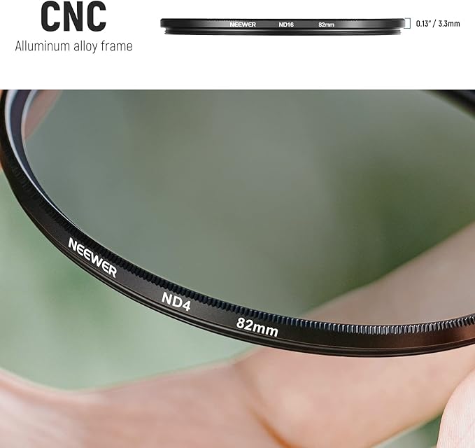 Neewer 82mm ND Lens Filter Kit: ND2 ND4 ND8 ND16, Lens Cleaning Pen, Neutral Density Filter Pouch and Accessories Kit Compatible with DSLR Cameras