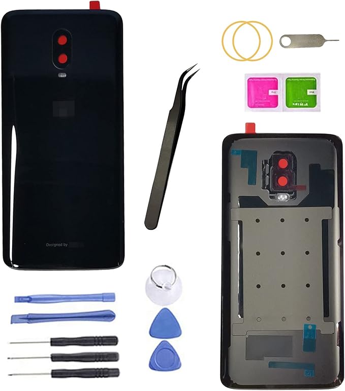 one Plus 6T Battery Back Cover Replacement Rear Glass Door Parts for Oneplus 6T A6010 6.41 Inch (Black)