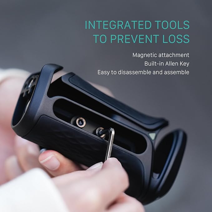 Tilta Xeno Side Handle for Filmmakers & Cameras - Black | Secure Connection & Helps Prevent Rotation | Adjustable Height | Textured Silicone Grip | Convenient Assembly (Dual 1/4″-20)