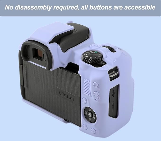 Pocoukate Case for Canon EOS R50 Camera, Soft Silicone Protective Cover Skin with EOS R50 Screen Protector Accessories for EOS R50 Mirrorless Camera Silicone Case - Purple