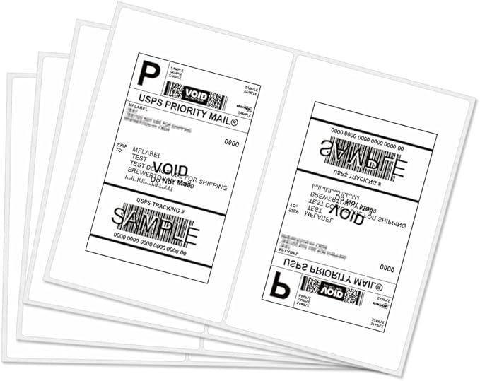 MFLABEL® Round Conrner Half Sheet Shipping Labels 2-UP Click-n-Ship Mailing Postage Labels(4000Labels)