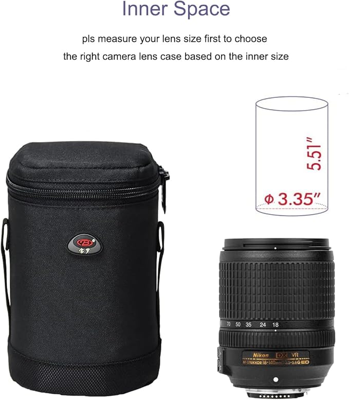 BPAULL Camera Lens Case DSLR Camera Lens Bag Fits for Canon Nikon Pentax Sony Olympus Panasonic and Other Camera Lens
