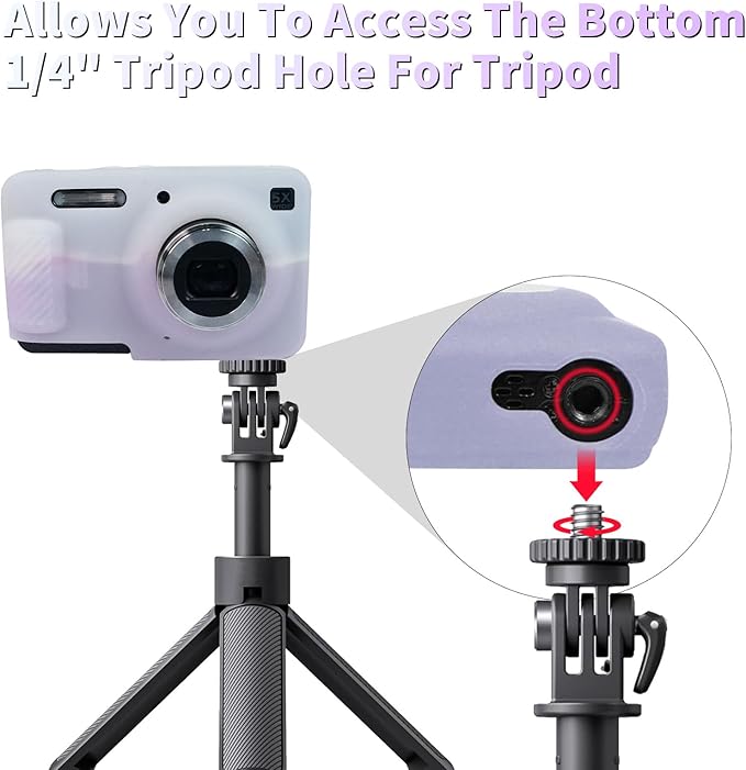 Easy Hood Camera Case for Kodak PIXPRO FZ55, Soft Silicone Cover Anti-Scratch Slim Fit FZ55 DSLR Camera Sleeve Body Skin Travel Protective Case, White Purple