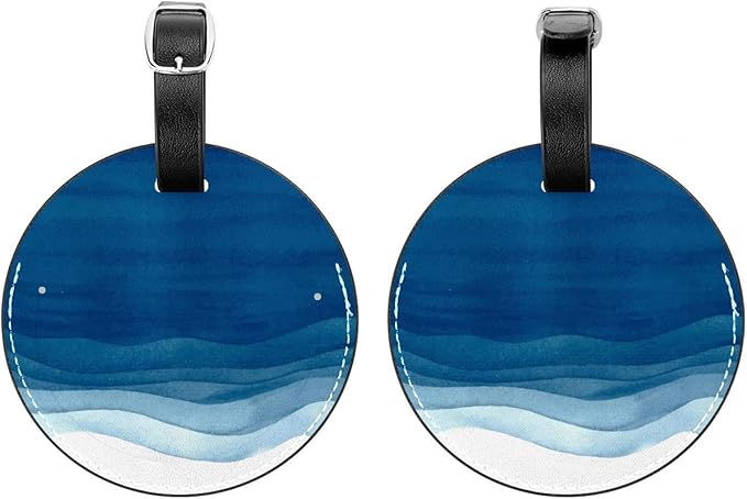 2 Pack Blue Watercolor Luggage Tags, Bag Tag for Baggage, Suitcase Tags Bulk