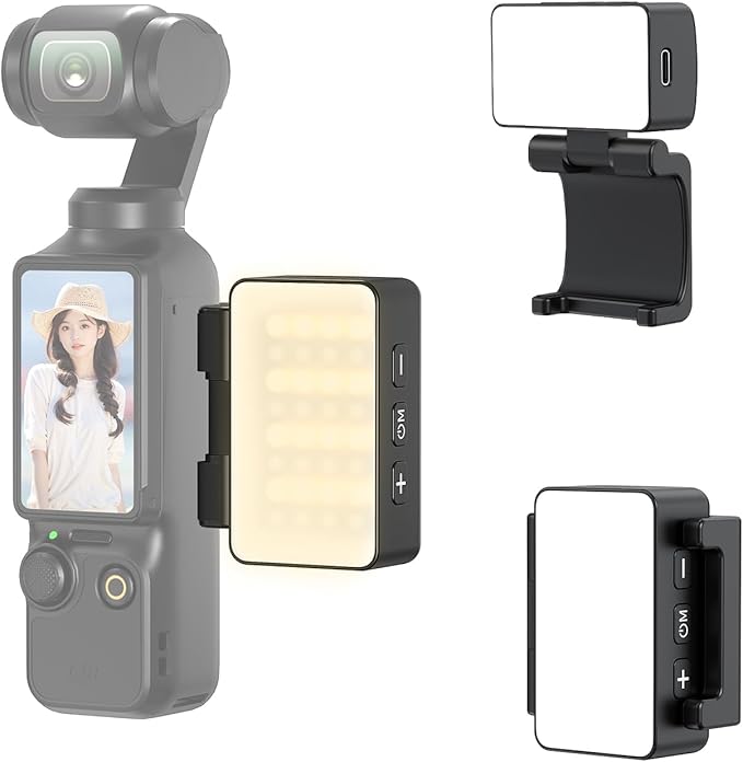 VRIG LED Light for DJl OSMO Pocket 3 Accessories, 360° Adjustable Mini Selfie Vlog Video Auxiliary Fill Lighting,500mAh, 5800K, CRI ≥95, IPX4 Water Resistance,Brightness 3 Levels Adjustable