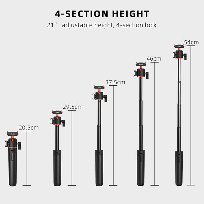 BRDRC Action 5 Pro Tripod Accessories, 21” Extension Rod Mini Table Desk Selfie Stick Portable Handle Grip Quick Release Stand with Cold Shoe for DJI Osmo Action 5 Pro 4 3 Camera