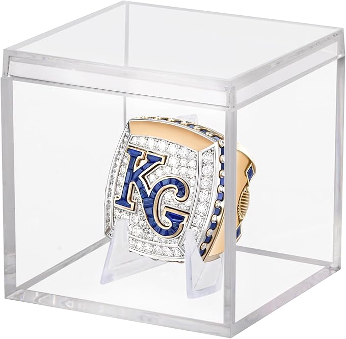 Championship Ring Display Case Clear Acrylic Ring Case Display Box for Sports Baseball Basketball Softball Football Single Ring Holder Coin Stand, 2.16 Inch