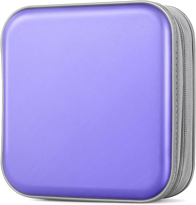 CD Case, Bivisen DVD Case Wallet Holder Binder 48 Capacity CD/DVD Cases Storage Holder Binder Organizer Wallet Book for Car Home Travel (Light Purple)