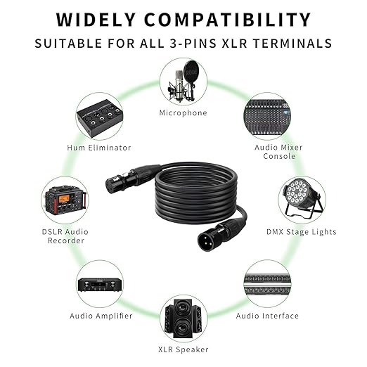 XLR Cables 100ft, Microphone Speaker Cables Male to Female, Gold-Plated 3-pins Balanced Mic Cable for Mixer - 1Pack