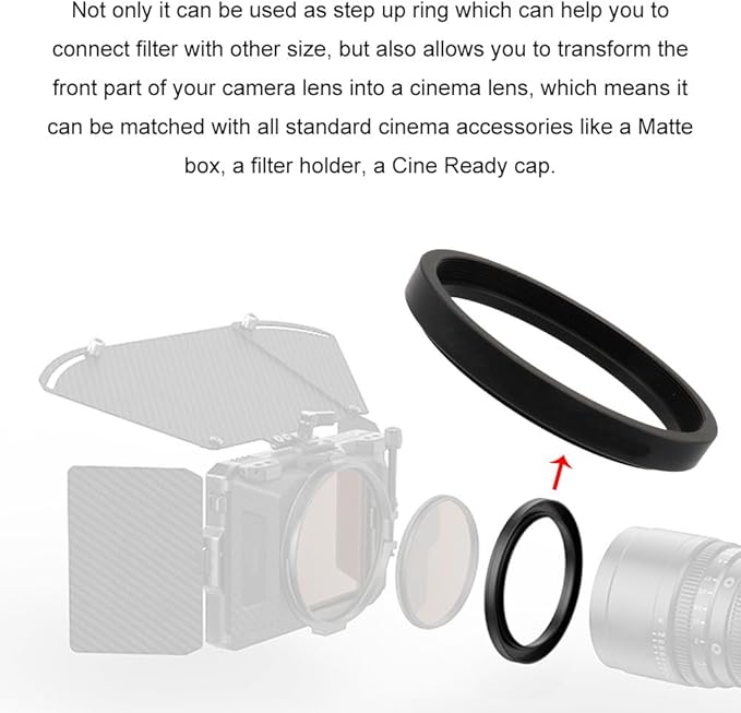 Lens Matte Box Adapter 72-86mm Step up Ring for 72mm Camera Lens to 95mm OD Matte Box Lens Mount (72-86/95mm)