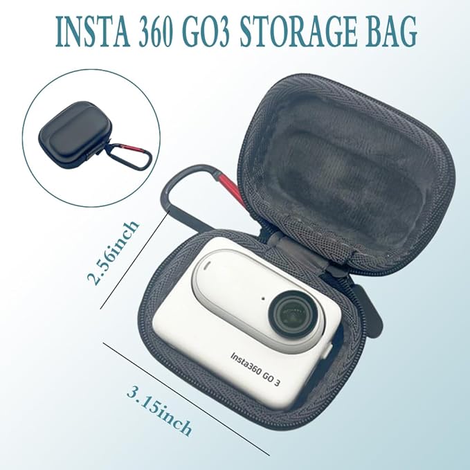 HUADU Silicone Cover Sleeve Compatible for Insta360 GO 3 Action camera,Screen Protector Film Anti-Scratch High Definition and Hard Shell Travel Storage Carrying Case, black