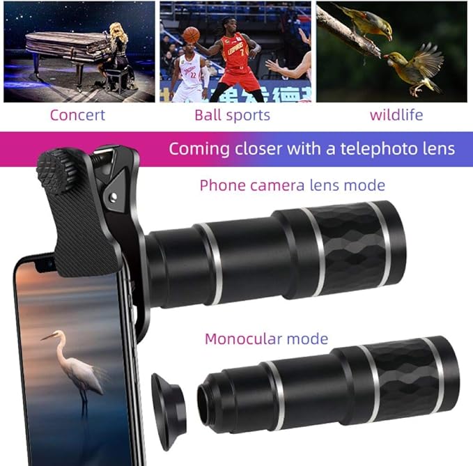 Phone Camera Lens Kit for iPhone, Android, 20X Telephoto Zoom Lens, Phone Wide Angle & Macro Lens, Fisheye, CPL Lenses Compatible with iPhone 12 11 X Xs XR 8 7 6 Plus Samsung and Other Smartphone