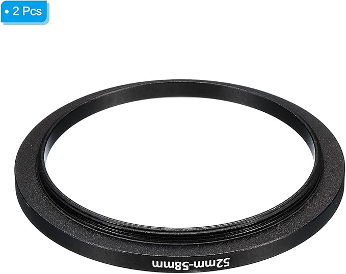 PATIKIL 52mm-58mm Metal Step Up Ring, 2 Pack Camera Lens Filter Adapter Ring Aluminum Filter Adapter Ring for Camera Lenses Hood, Black