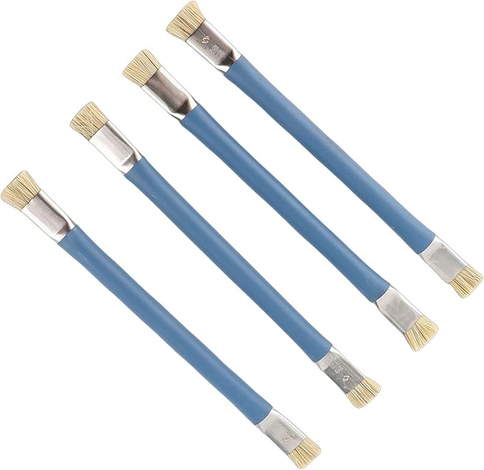 Aramox 4PCS Anti Static Brush ESD Safe Double Headed Insulating Hard Brush for Phone Repair Circuit Cleaning with Non Slip Handle 2 Colors (Blue)