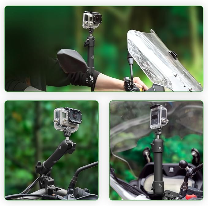 FANAUE Super Clamp Camera Mount Monitor Magic Arm Double Ball Head Adapter with 1/4"-20 Thread for Canon/Nikon/DSLR/Gopro/LED Lights/Insta360, Action Camera Can be Mounts on Bike Motorcycle Handlebar