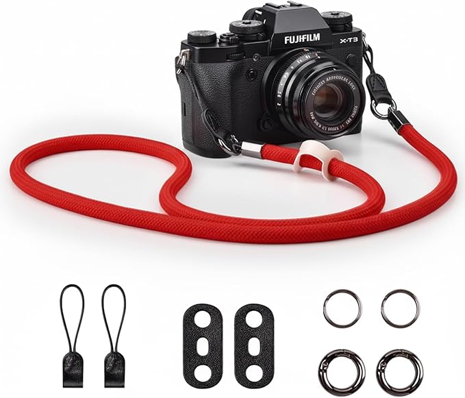 VOVMOEYA Camera Strap Rope,Camera Neck Strap Shoulder Strap for Fujifilm X100VI X100V XS20 XT5 for A6000 A6100 A6400 A6700 A7IV for Canon EOS R6 R10 for Nikon Zf Z5 Z30 - Red