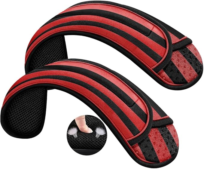 ZINZ 2-Pack Universal Shoulder Pad with Ultra Thick Cushion for Bag Luggage Bag Crossbody, Plus Long & Anti-Slip & Breathable,Black red Black
