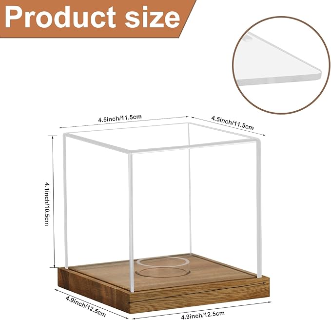 2 Pack Clear Acrylic Softball Display Case with Wood Base, Memorabilia Stand Cube Holder, Dust Protection Transparent Storage Box for Single Ball Souvenir Softball Collections