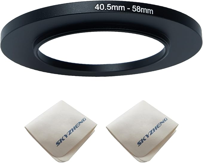 40.5mm Lens to 58mm Camera Lens Adapter 40.5mm to 58mm Step Up Ring Adapter Ring for All Brands of UV ND CPL, with Premium Lens Wiping Cloth 2 Pack (40.5mm-58mm)