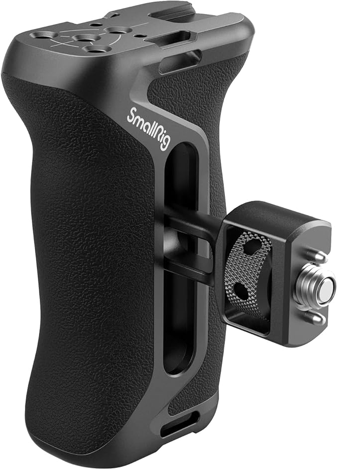 SmallRig Side Handle with (1/4" & 3/8") Two-in-One Locating Screw, Stretchable Mounting Point, Ergonomic Handgrip with 36mm Up/Down Adjustable, Left/Right Hand Universal