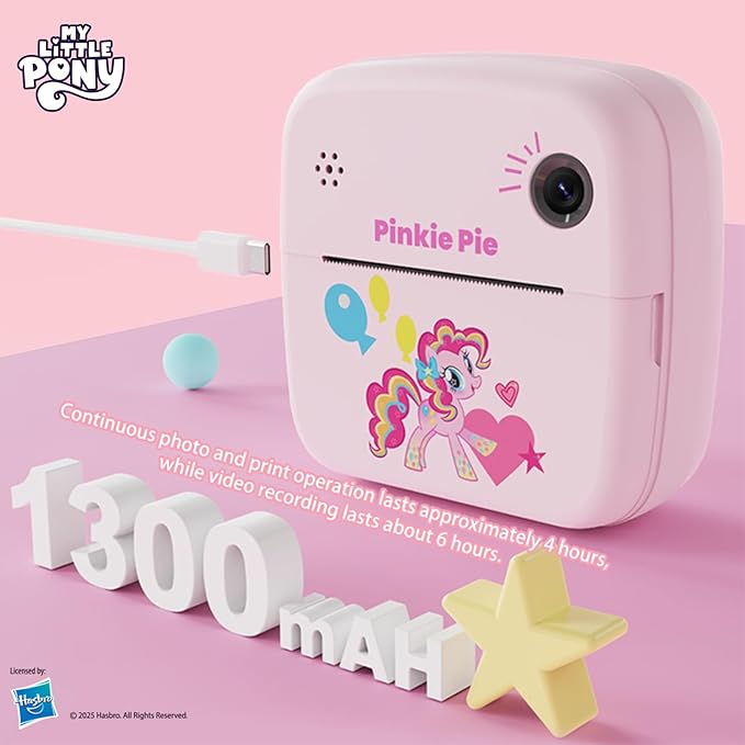 My Little Pony Rainbow Series Children Print Camera, Polaroid Camera for Kids, Kids Camera Instant Print,3 Year Old Girl Gifts,Twilight Sparkle