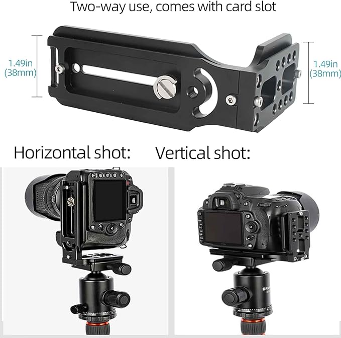 DSLR Camera L Bracket,Vertical Camera Mount,Quick Release Plate for Horizontal Vertical Photography, Compatible with Canon Nikon Sony Stabilizer Monopod Tripod