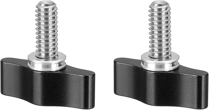 PATIKIL Clamping Screw Knob 1/4" x 1.14", 2Pcs Stainless Steel t Shaped Camera Thumb Screws for DSLR Flash Bracket Light Stand Adapter Action Sports Camera Mounting System, Black